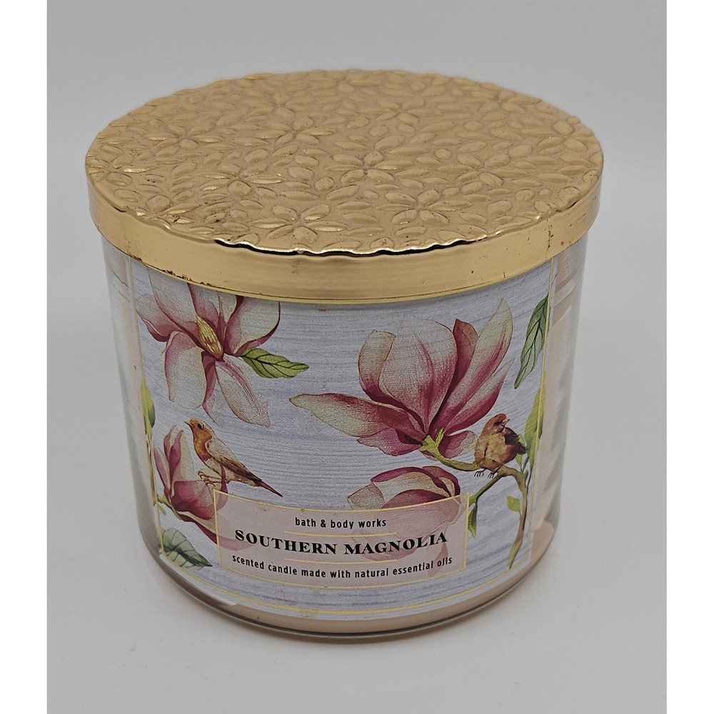 Bath & Body Works Southern Magnolia 3-Wick Scented Candle 14.5 oz Gold Lid